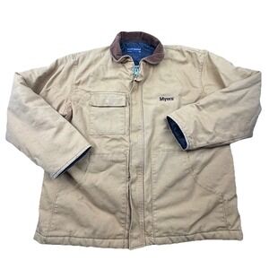 Vintage Swingster Myers Brown Quilted Corduroy‎ Jacket Embroidered Size XL Chore